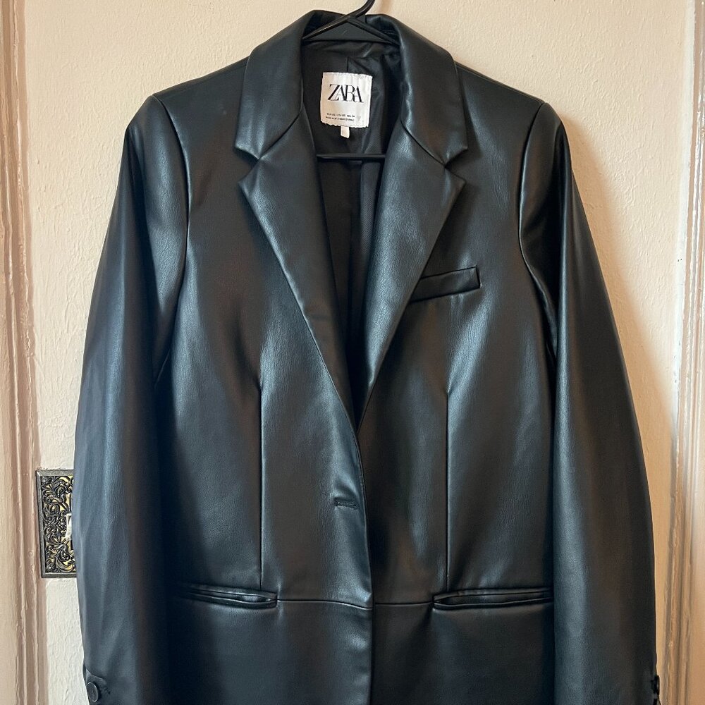 Zara Faux Leather Blazer
